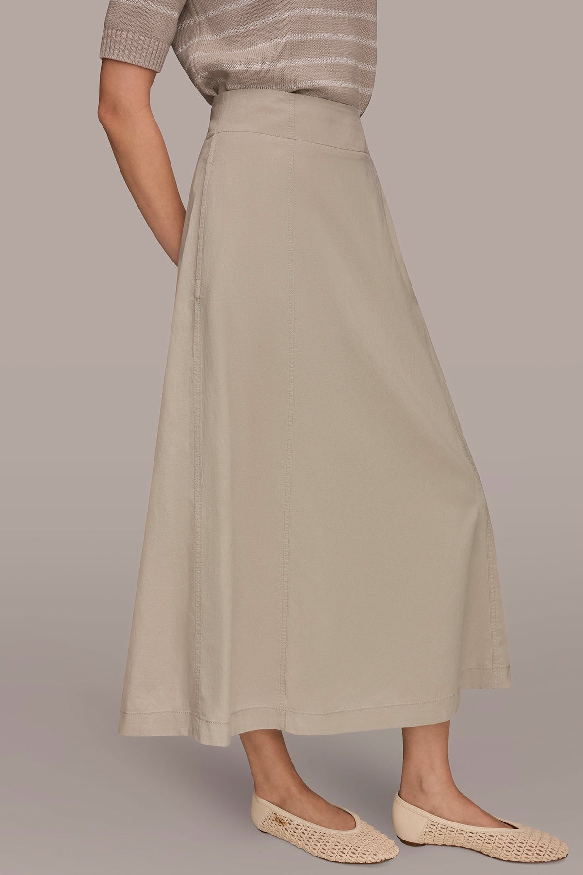 MIDI A-LINE PANEL SKIRT - Tuscan Grey