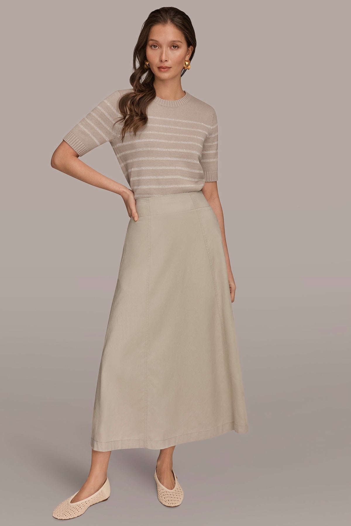 MIDI A-LINE PANEL SKIRT - Tuscan Grey