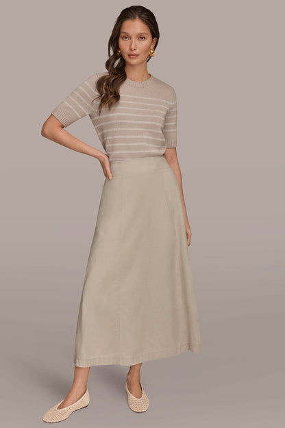 MIDI A-LINE PANEL SKIRT - Tuscan Grey