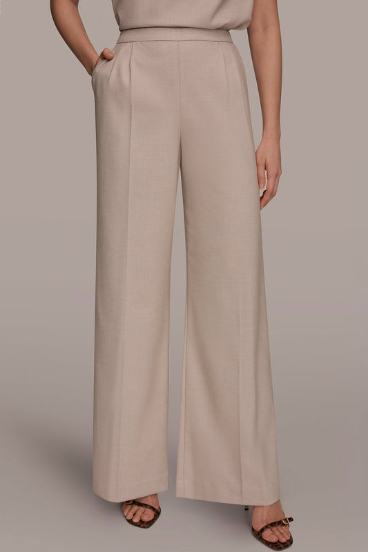 MID-RISE PLEATED WIDE-LEG SUIT PANT - Tuscan Grey