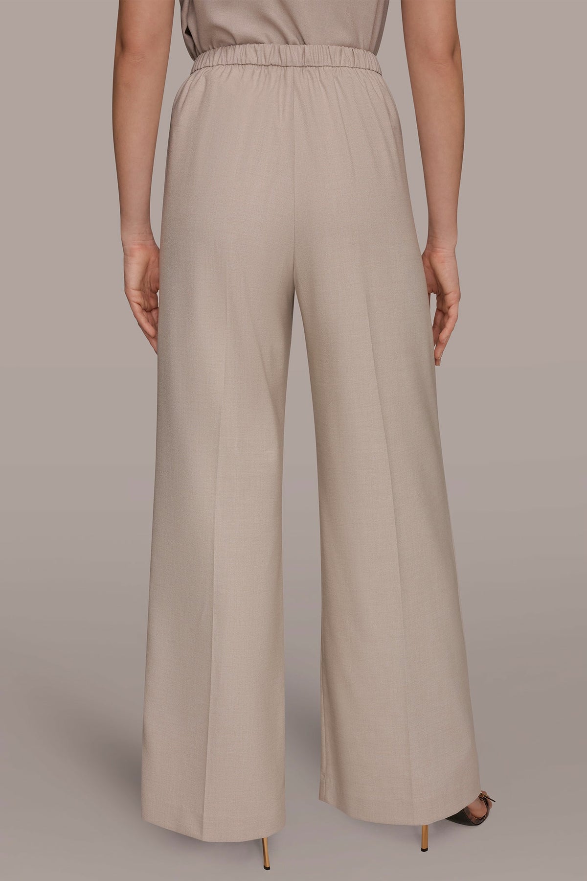 MID-RISE PLEATED WIDE-LEG SUIT PANT - Tuscan Grey
