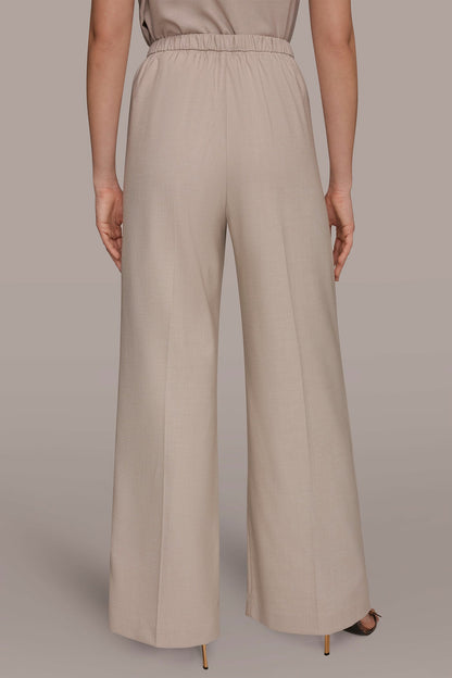 MID-RISE PLEATED WIDE-LEG SUIT PANT - Tuscan Grey