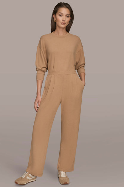 HIGH-RISE PLEATED PANT - FAWN