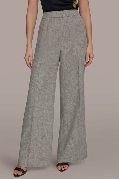 MID-RISE MÉLANGE PLEATED WIDE-LEG SUIT PANT - Turin Multi