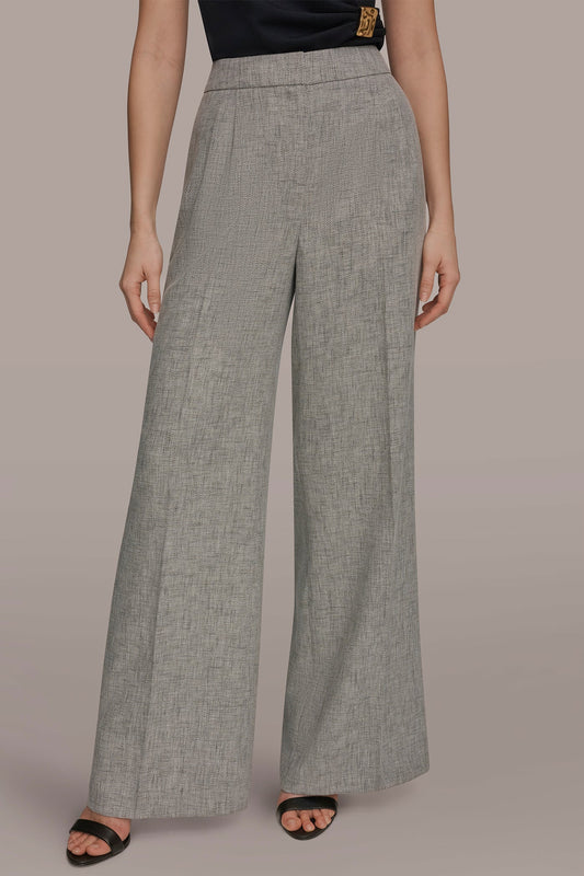 MID-RISE MÉLANGE PLEATED WIDE-LEG SUIT PANT - Turin Multi