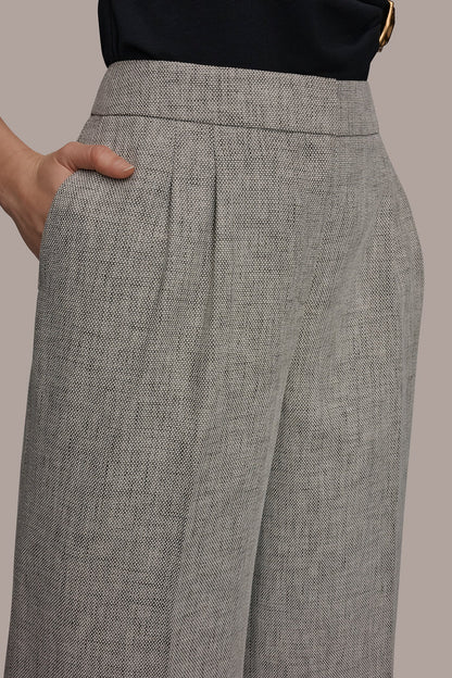 MID-RISE MÉLANGE PLEATED WIDE-LEG SUIT PANT - Turin Multi