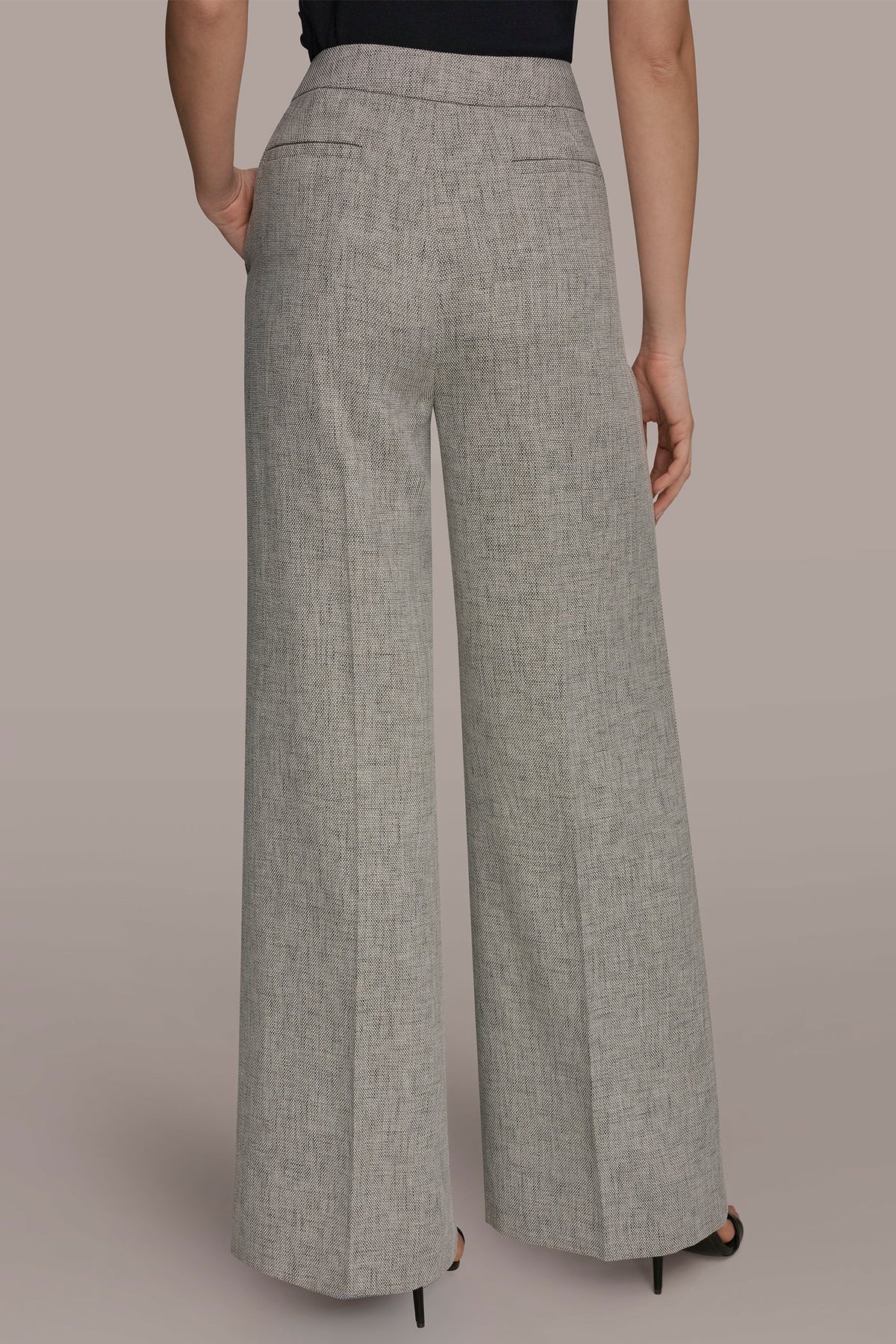 MID-RISE MÉLANGE PLEATED WIDE-LEG SUIT PANT - Turin Multi