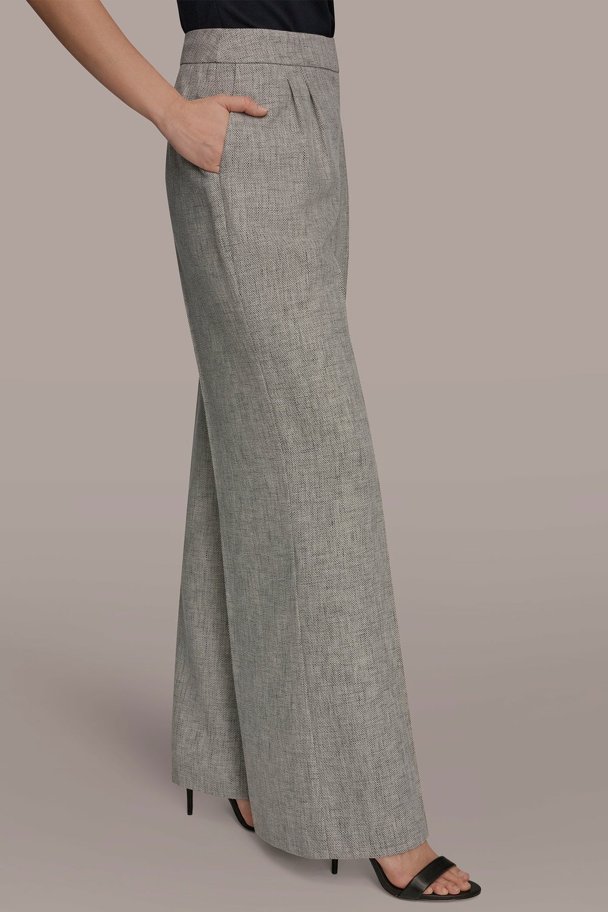 MID-RISE MÉLANGE PLEATED WIDE-LEG SUIT PANT - Turin Multi