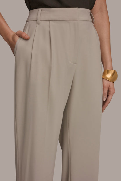 PLEATED WIDE LEG PANT - Tuscan Grey