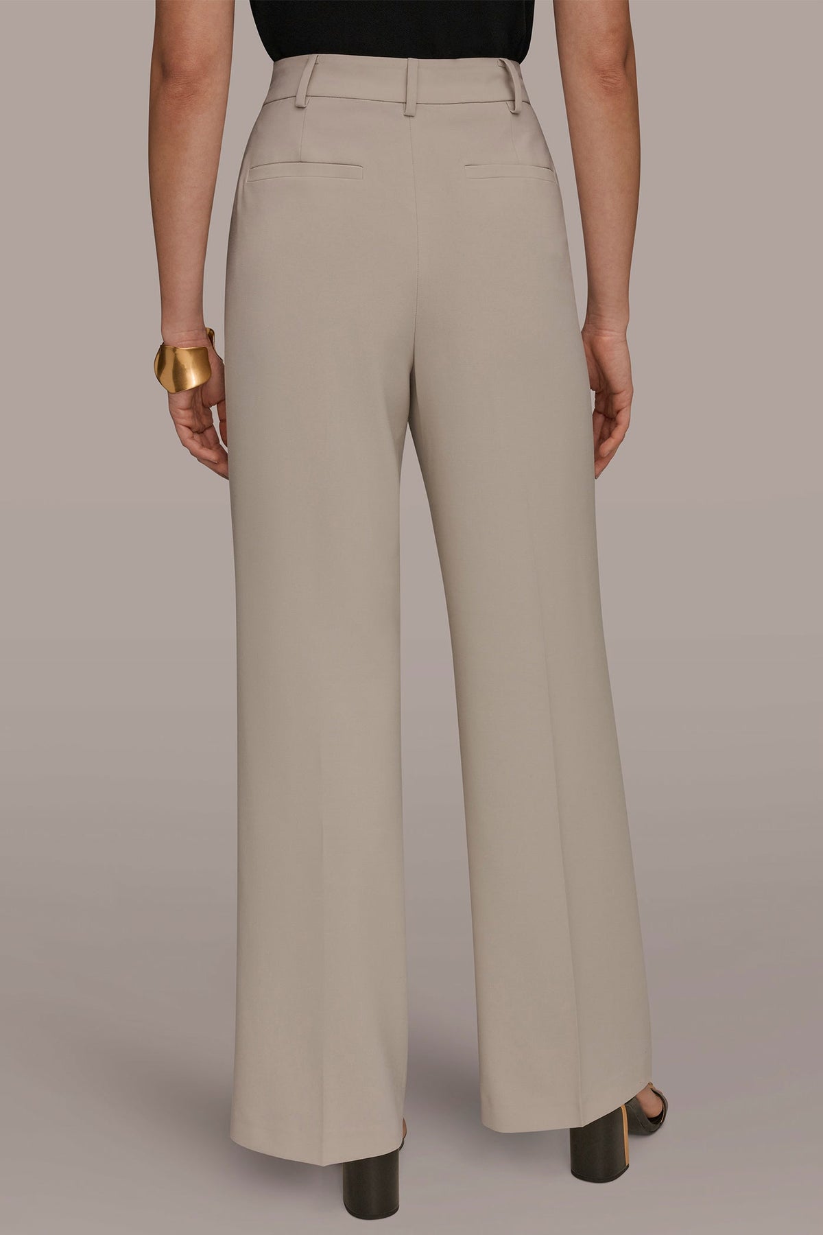 PLEATED WIDE LEG PANT - Tuscan Grey