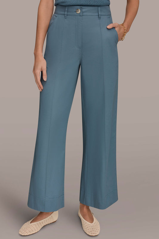 HIGH-RISE PINTUCKED WIDE-LEG TROUSER - Washed Indigo