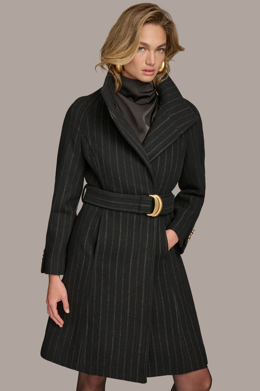 WOOL TRENCH COAT - Pinstripe