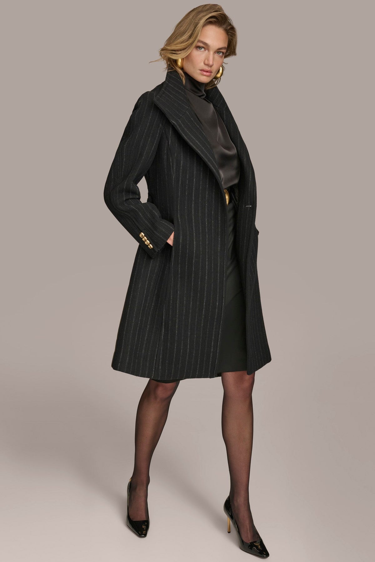 WOOL TRENCH COAT - Pinstripe