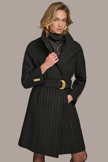 WOOL TRENCH COAT - Pinstripe