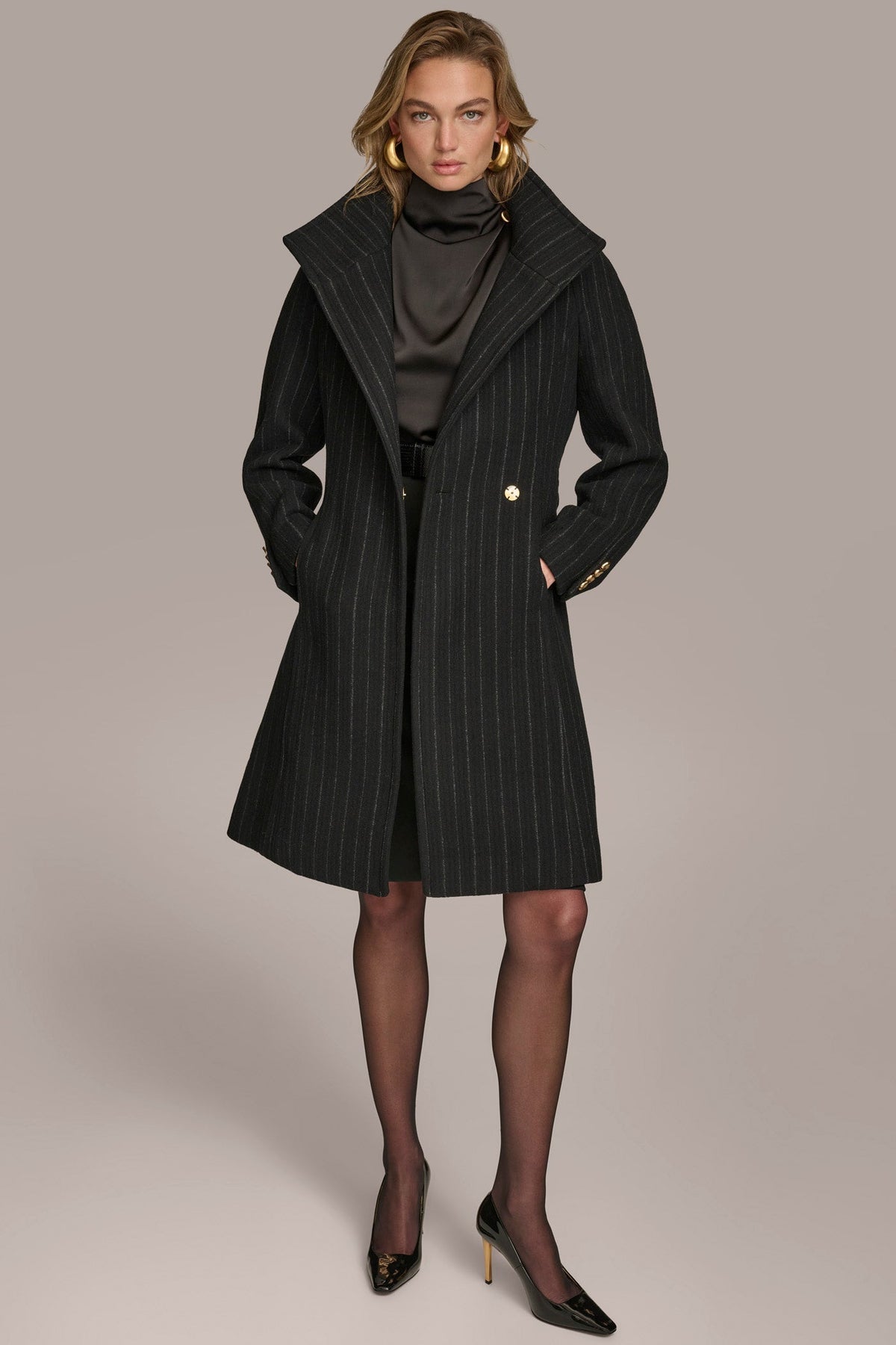 WOOL TRENCH COAT - Pinstripe