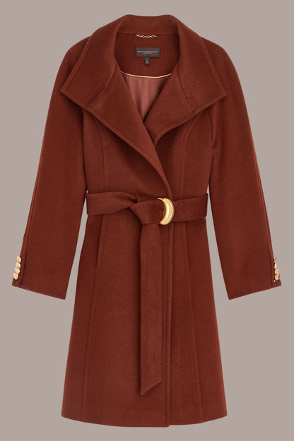 WOOL TRENCH COAT - Whiskey