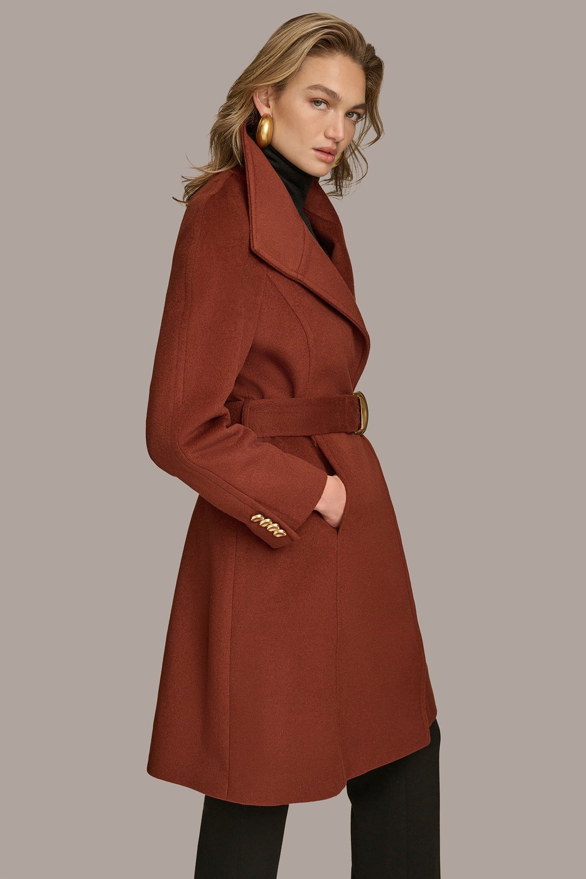 WOOL TRENCH COAT - Whiskey