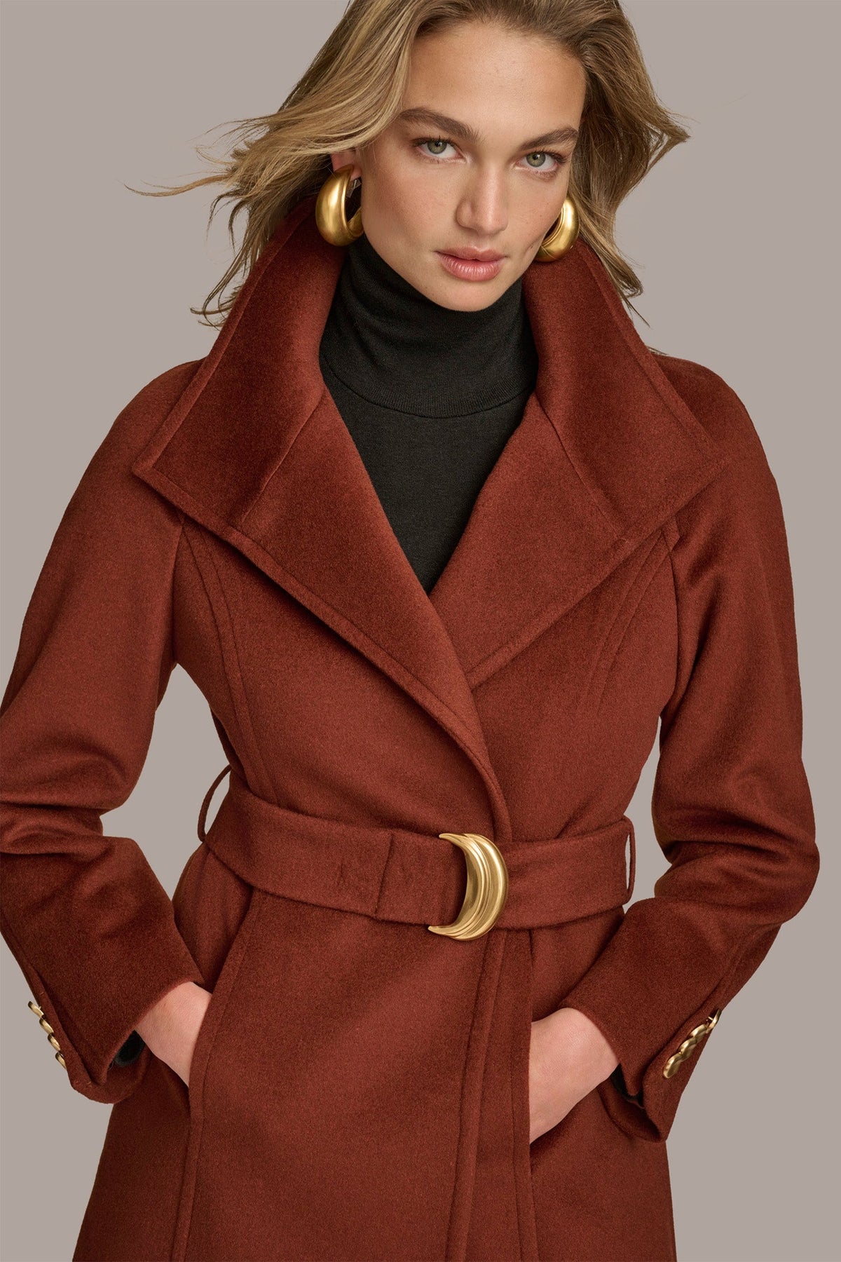 WOOL TRENCH COAT - Whiskey