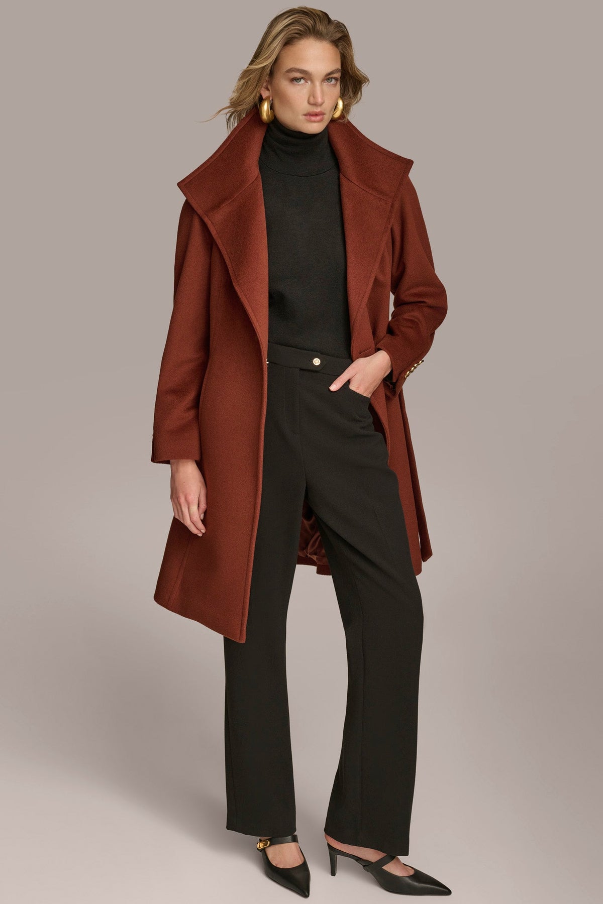 WOOL TRENCH COAT - Whiskey