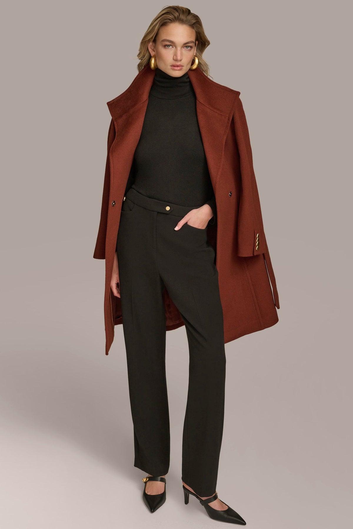 WOOL TRENCH COAT - Whiskey