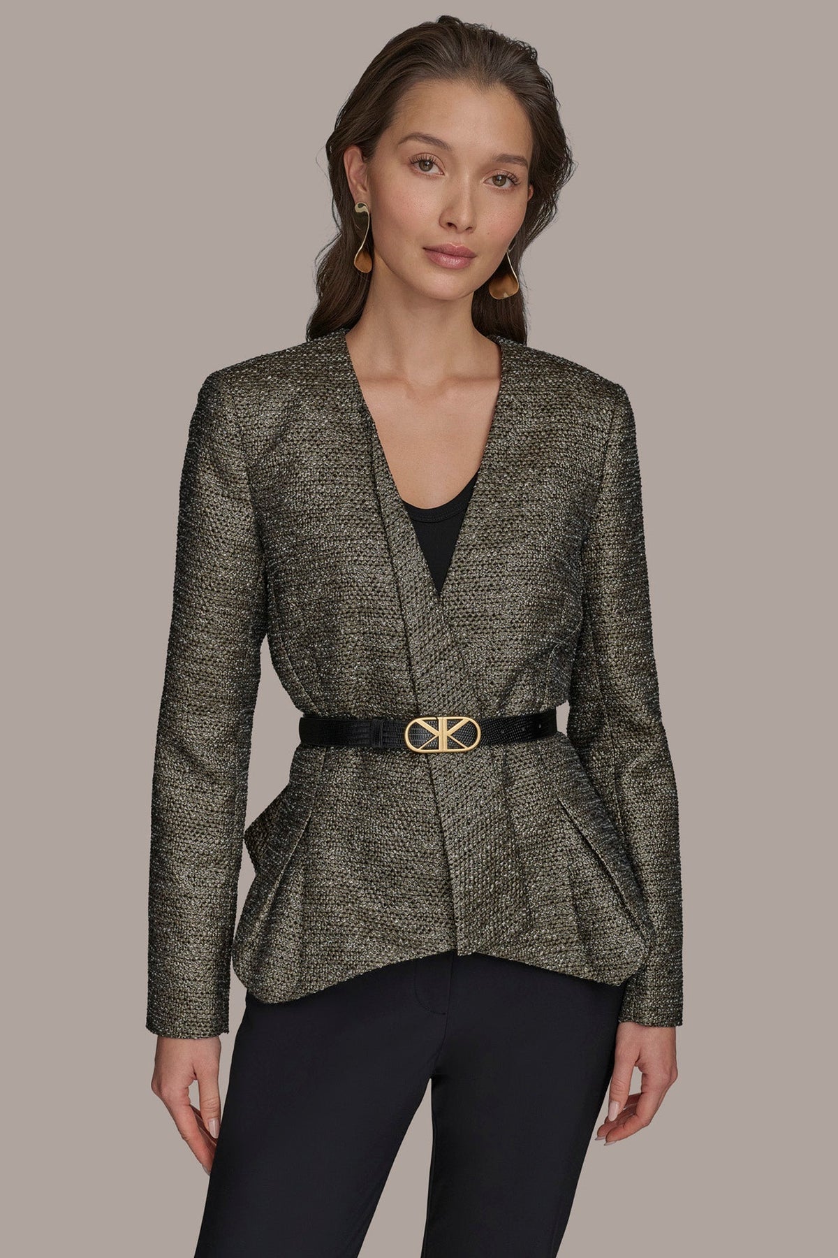 METALLIC WRAP JACKET - BLACK/GOLD