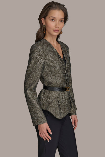 METALLIC WRAP JACKET - BLACK/GOLD