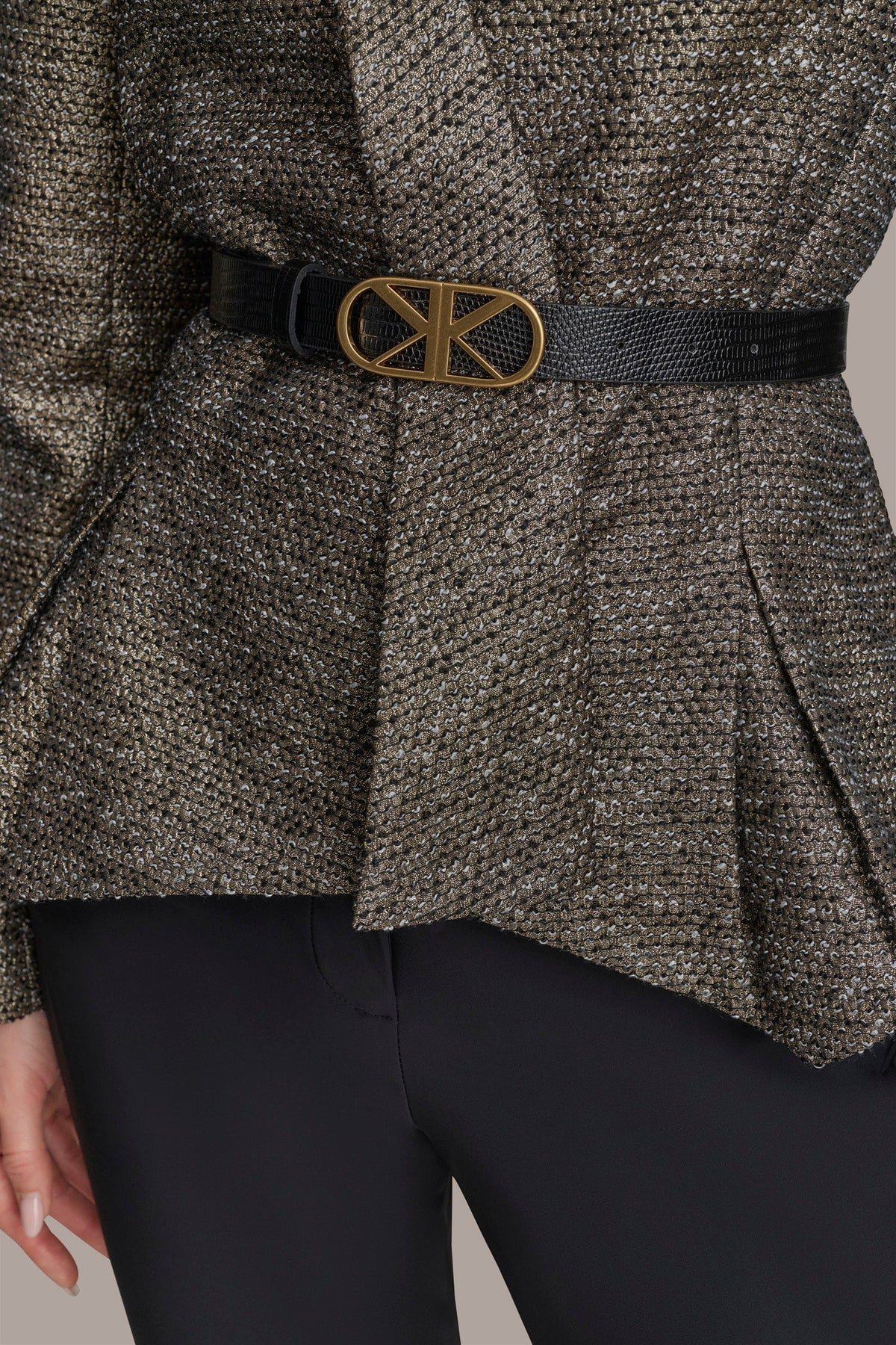 METALLIC WRAP JACKET - BLACK/GOLD