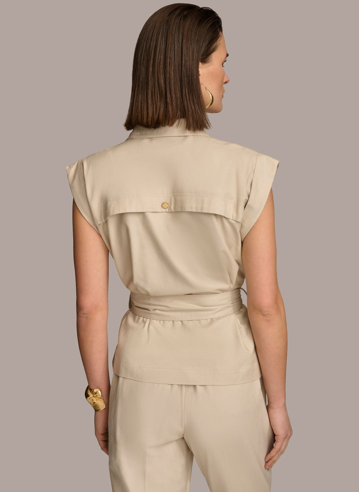BELTED JACKET WITH POCKETS - Sand