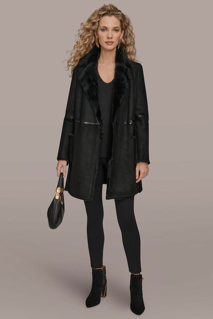 SHEARLING COAT - Black