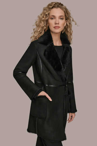SHEARLING COAT - Black