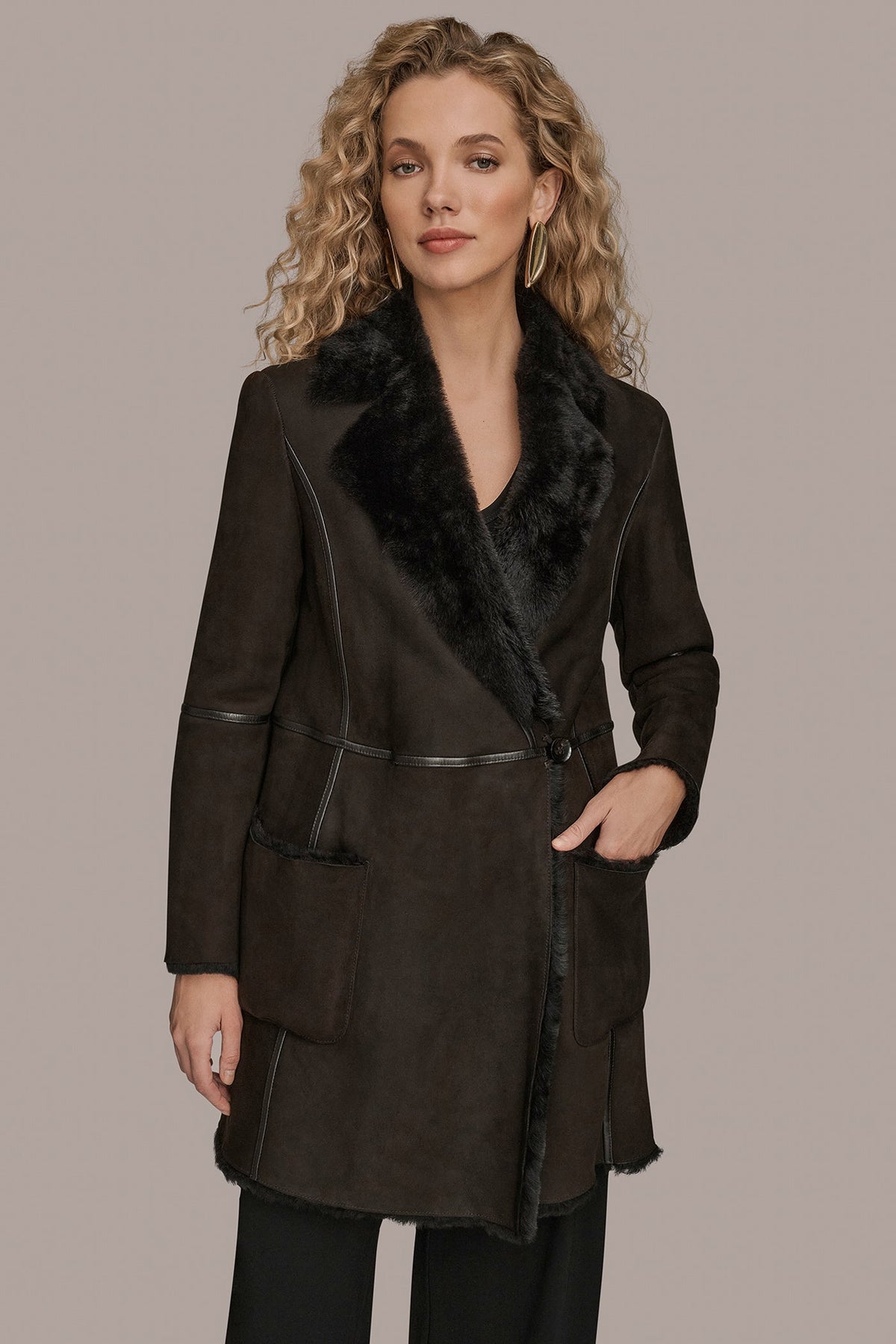 SHEARLING COAT - Dark Chocolate