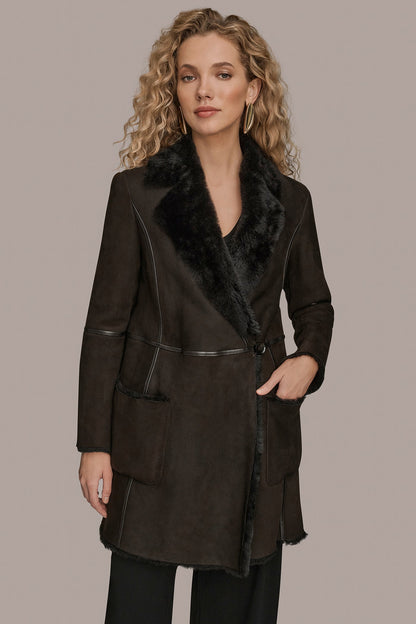 SHEARLING COAT - Dark Chocolate