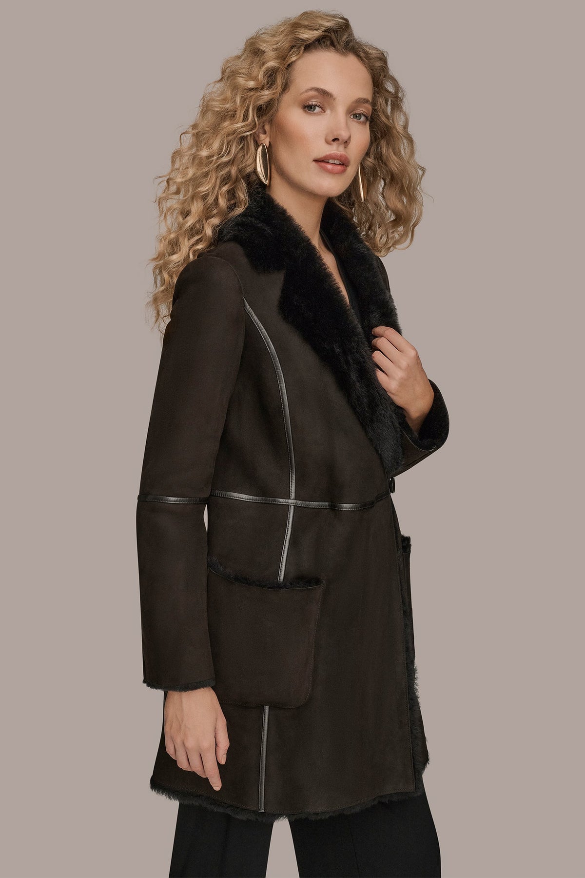 SHEARLING COAT - Dark Chocolate