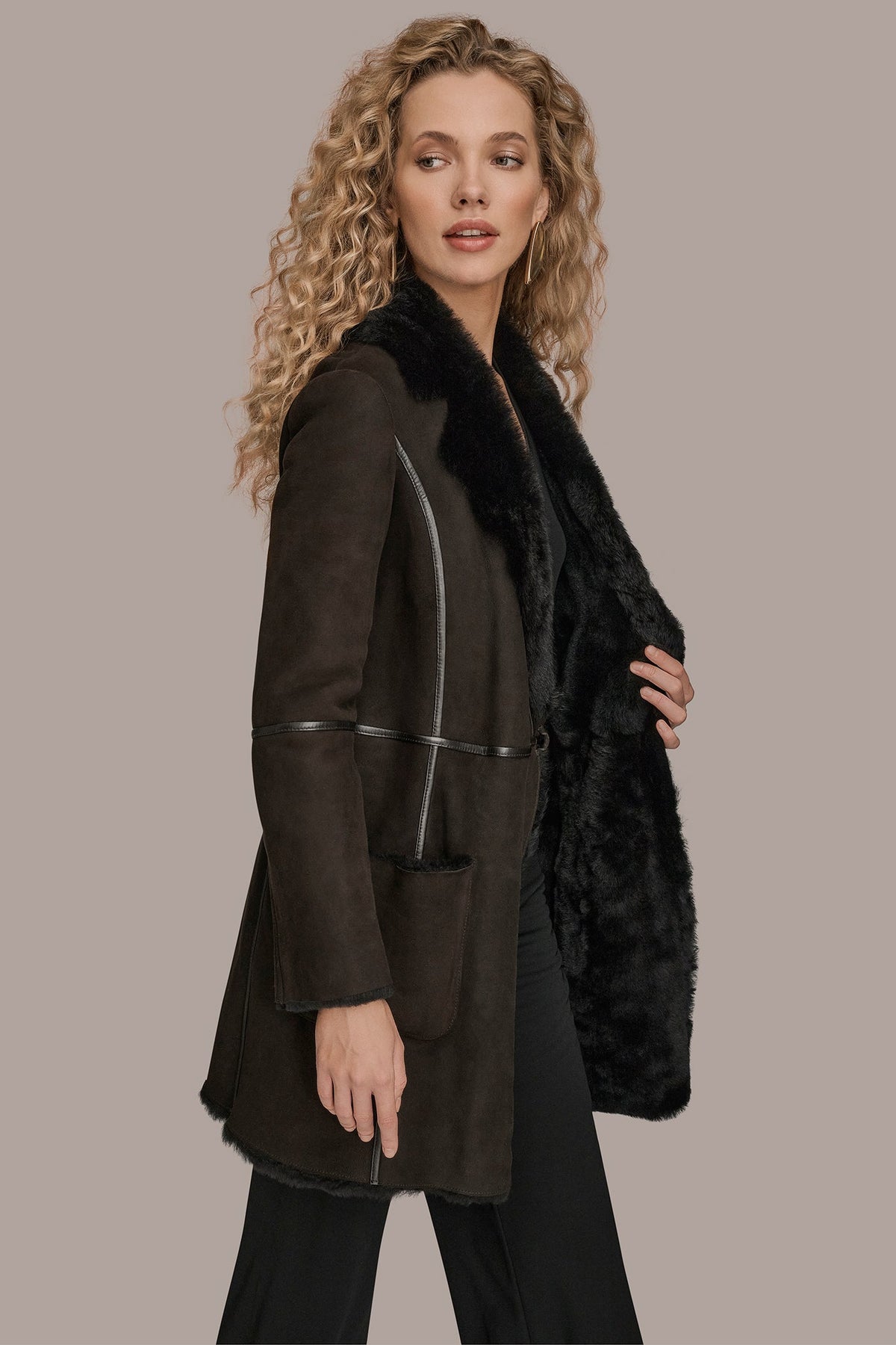 SHEARLING COAT - Dark Chocolate