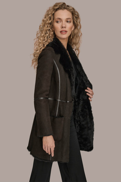 SHEARLING COAT - Dark Chocolate