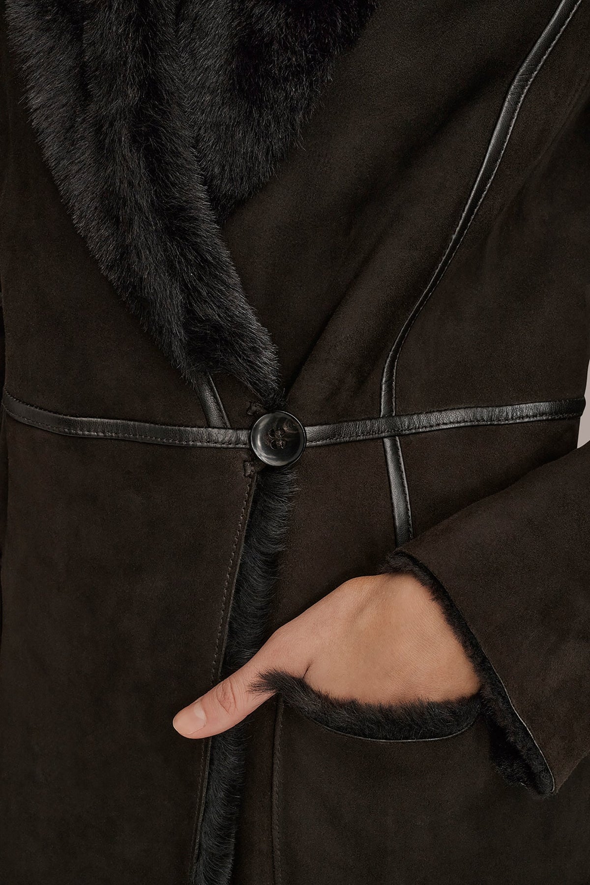 SHEARLING COAT - Dark Chocolate