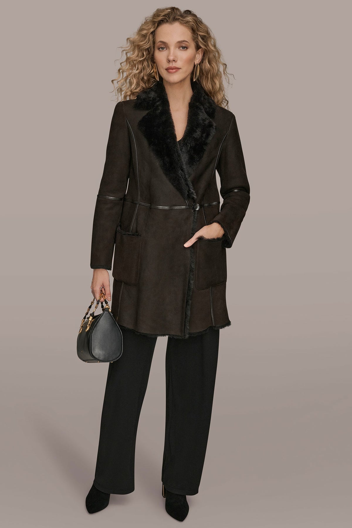 SHEARLING COAT - Dark Chocolate