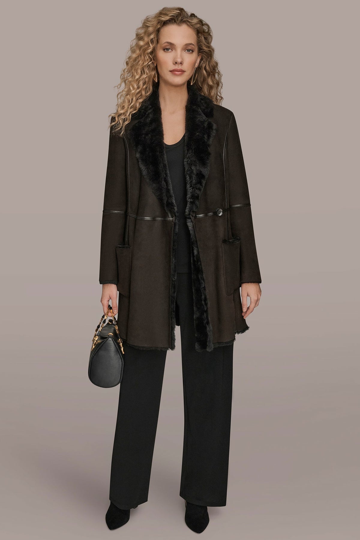 SHEARLING COAT - Dark Chocolate