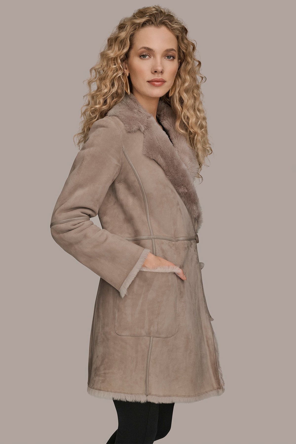 SHEARLING COAT - Oatmeal