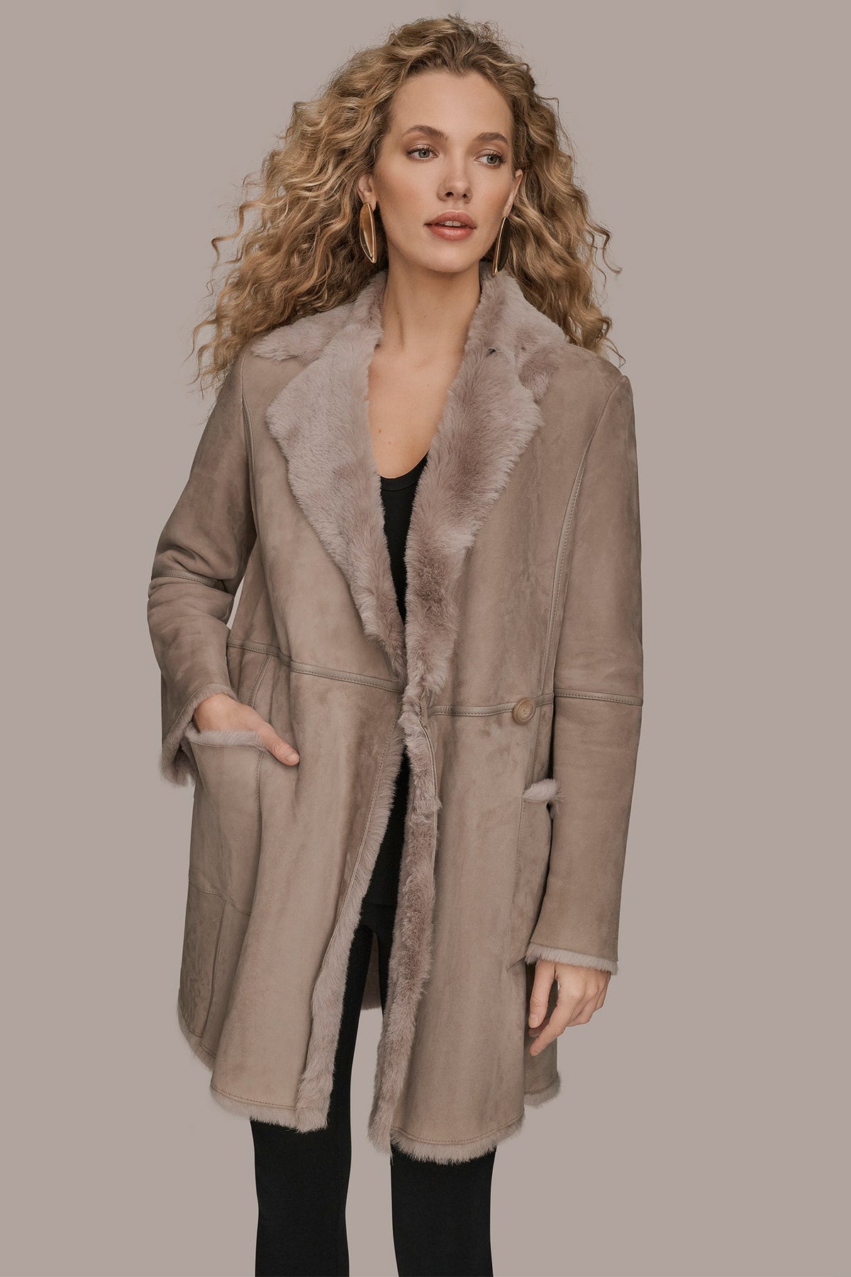 SHEARLING COAT - Oatmeal