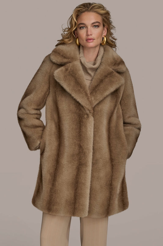 LUXE FAUX FUR COAT - NATURAL