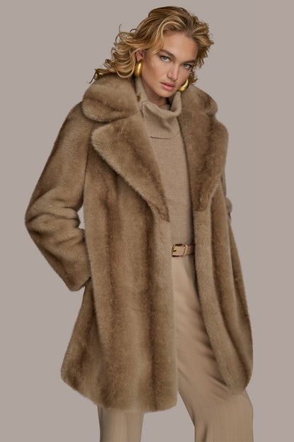 LUXE FAUX FUR COAT - NATURAL