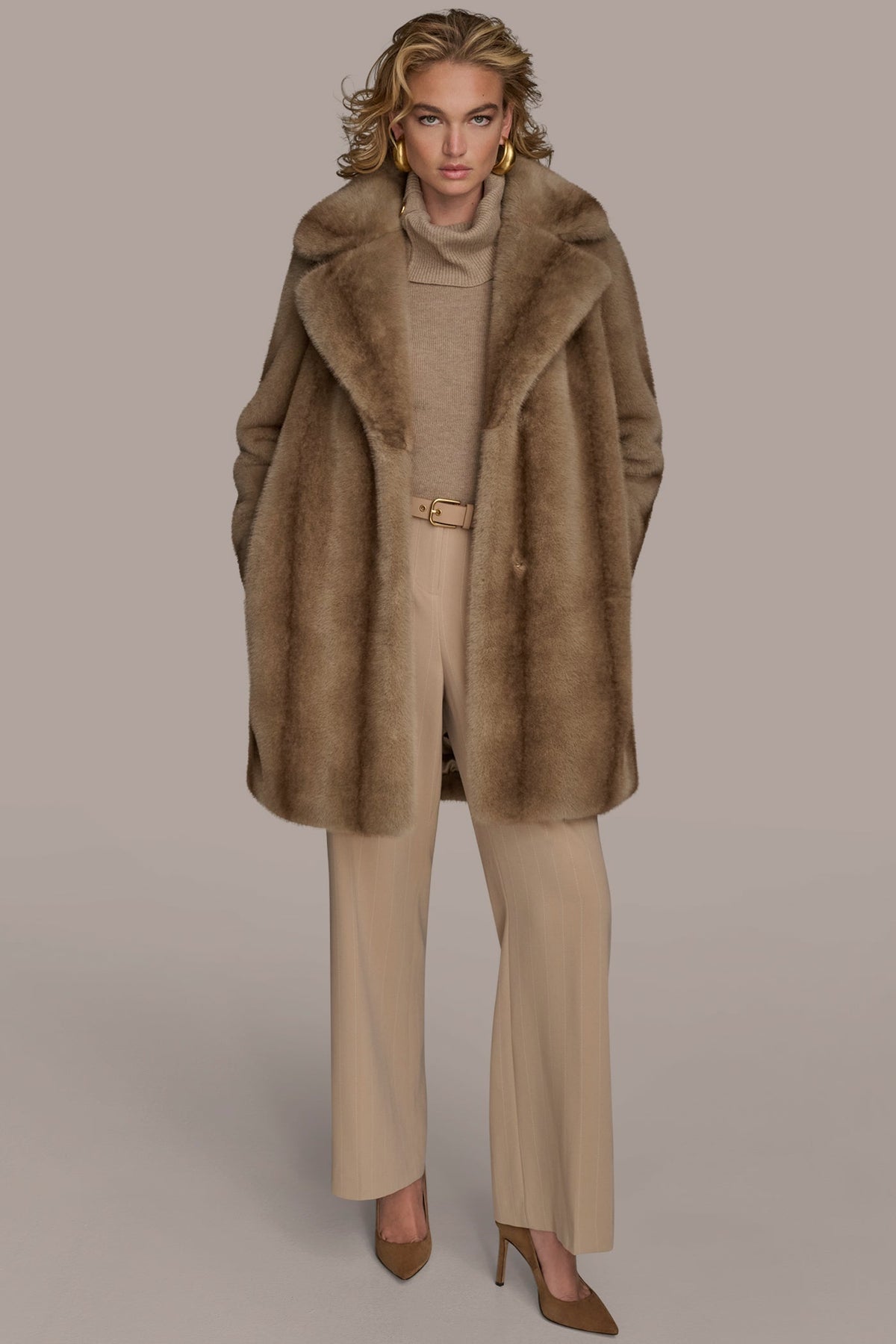 LUXE FAUX FUR COAT - NATURAL