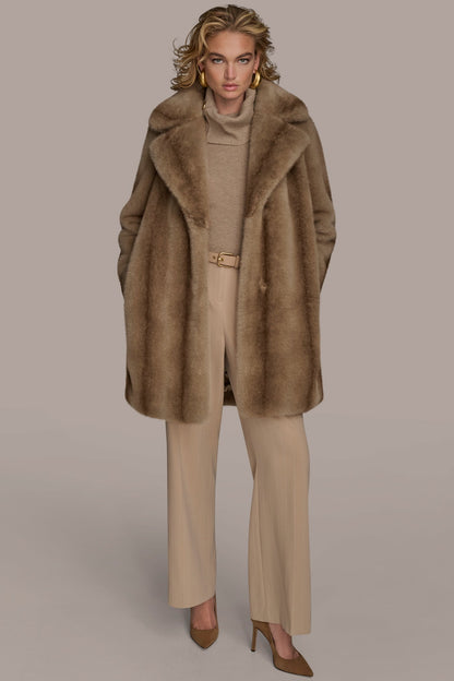 LUXE FAUX FUR COAT - NATURAL
