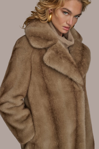 LUXE FAUX FUR COAT - NATURAL