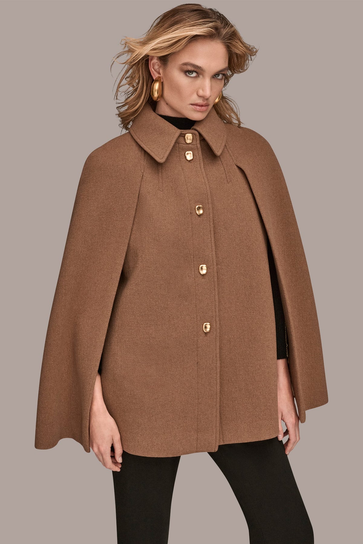 CAPE COAT - CAMEL