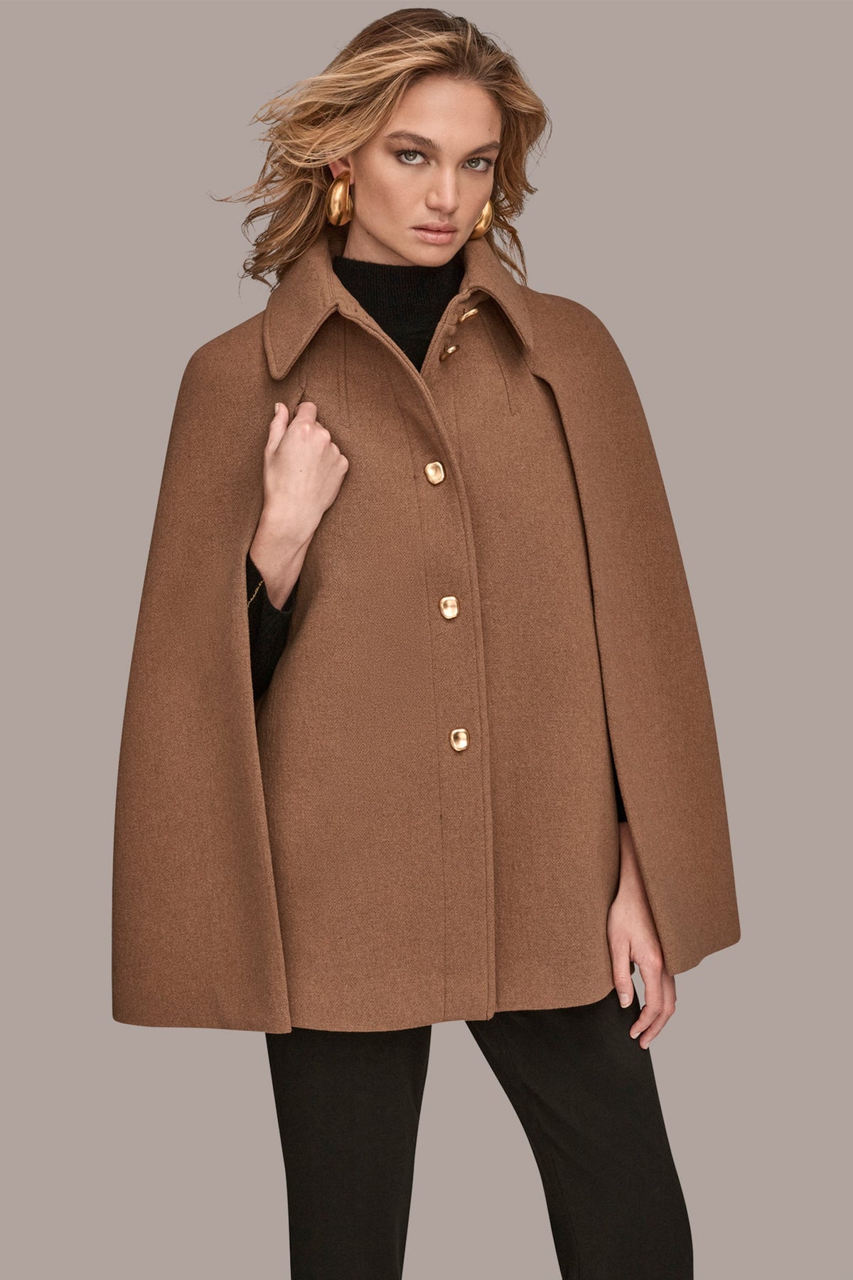 CAPE COAT - CAMEL