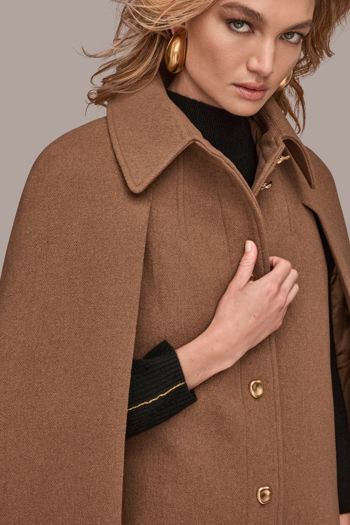 CAPE COAT - CAMEL