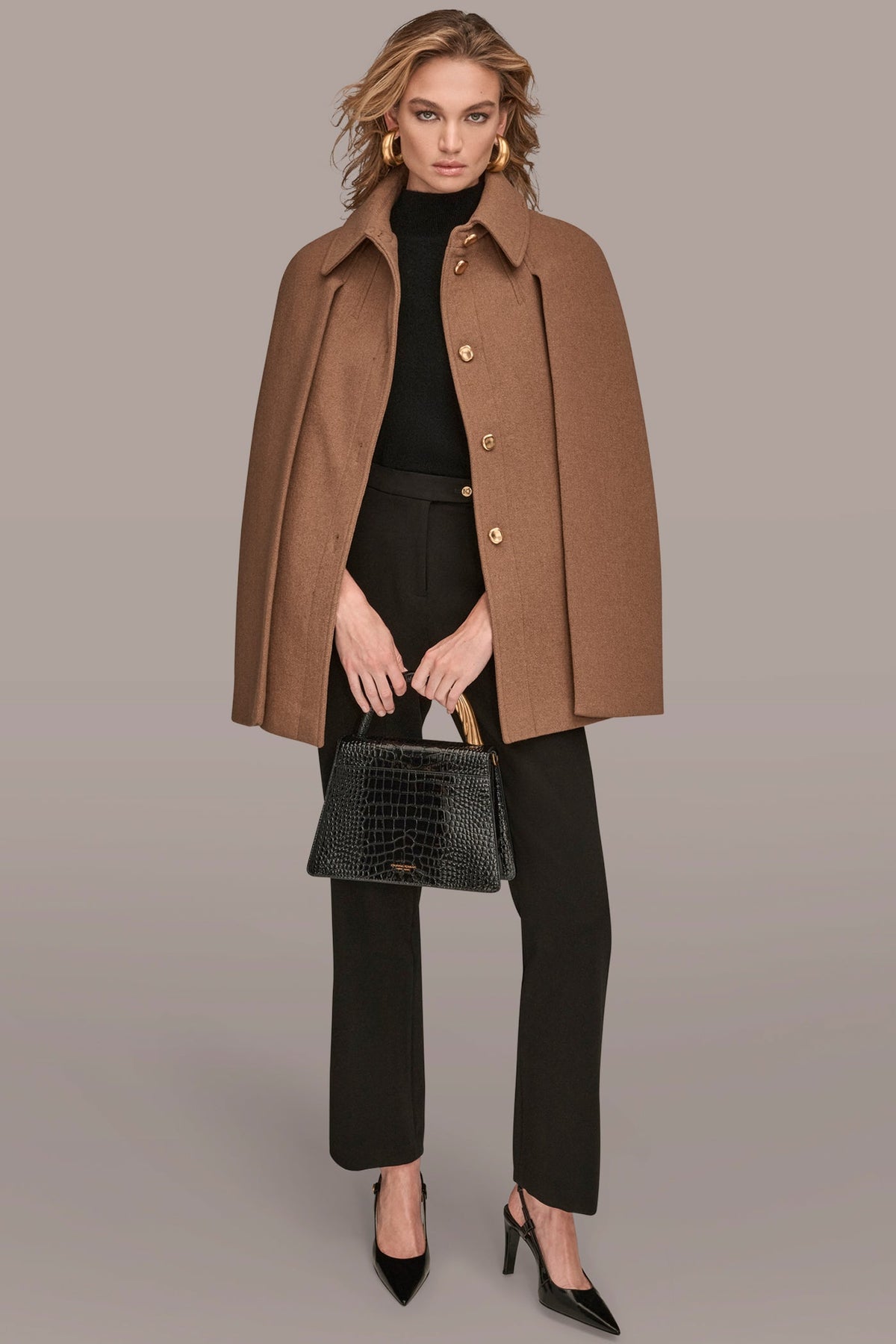 CAPE COAT - CAMEL