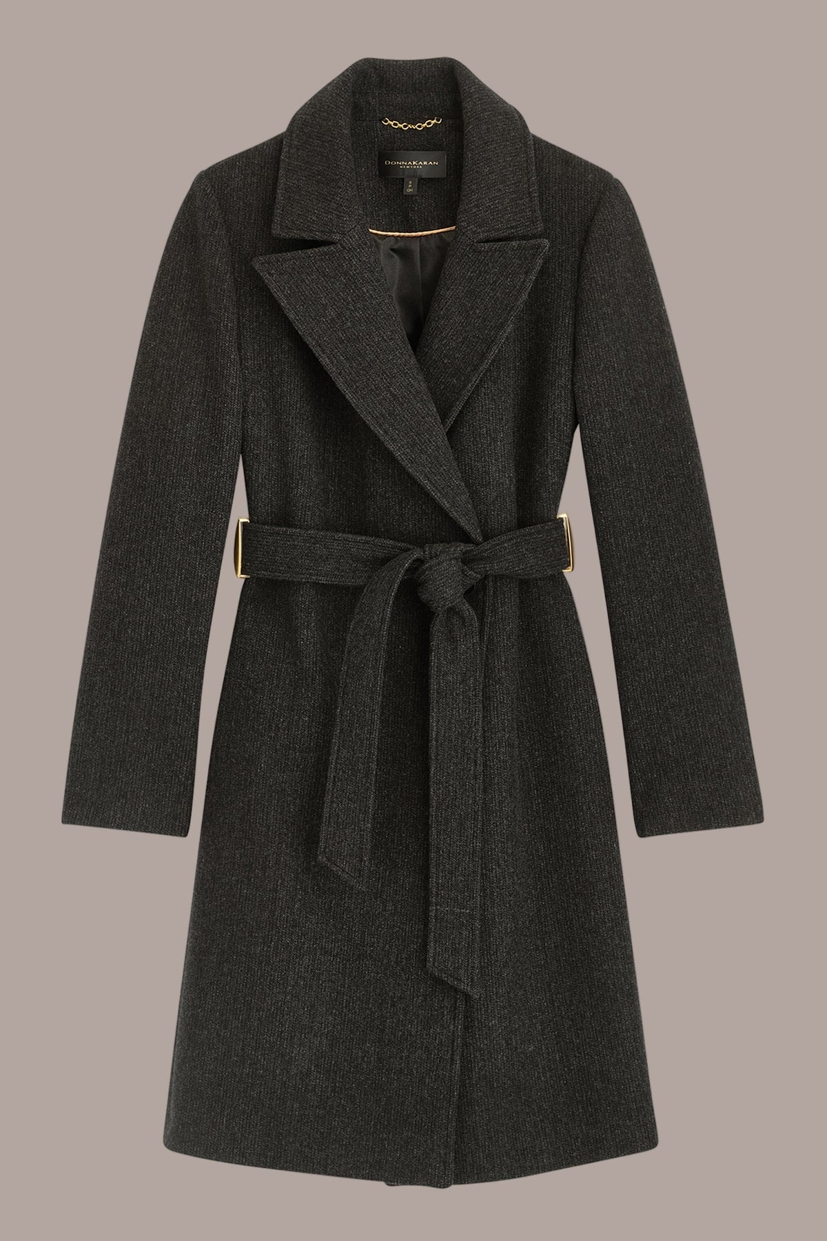 WOOL LONG WRAP COAT - Black
